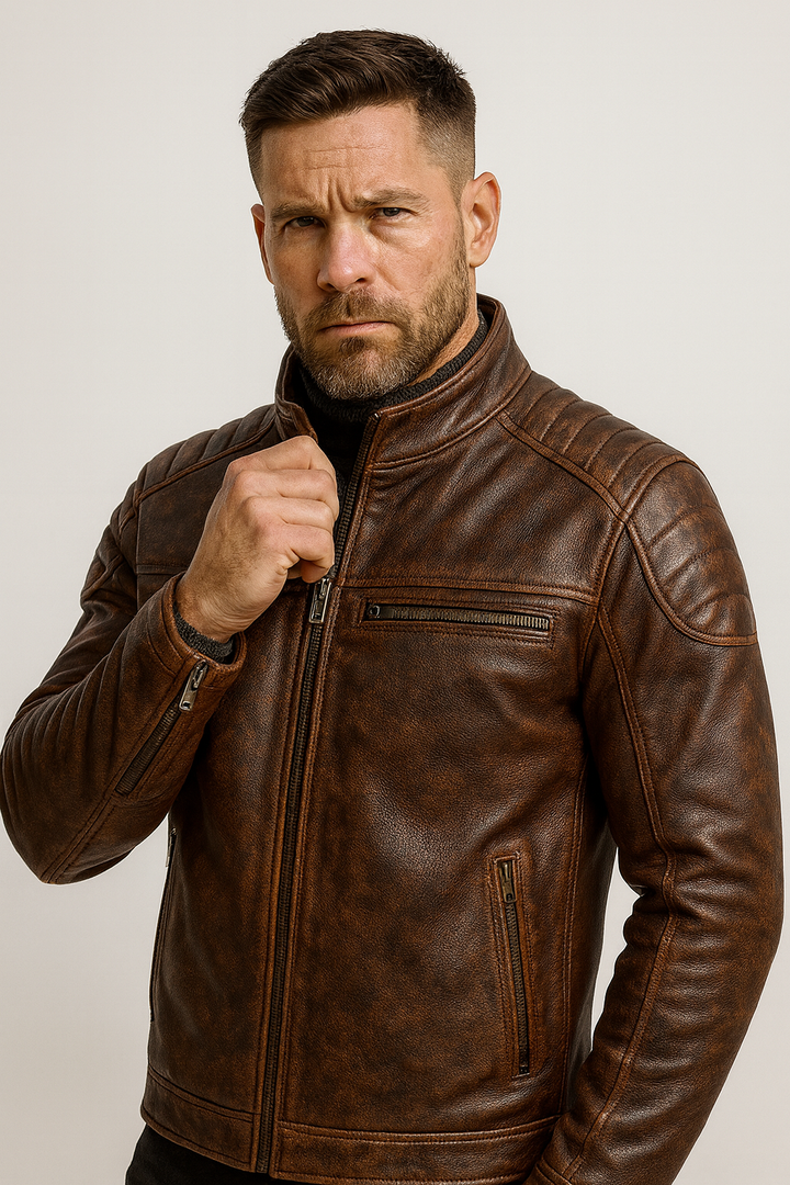 Jorge - Giacca in Pelle con Zip Frontale