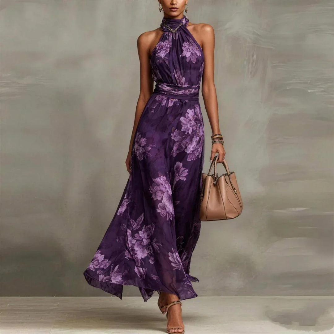 Vanna™ | Abito Maxi Floreale con Scollo All'Americana