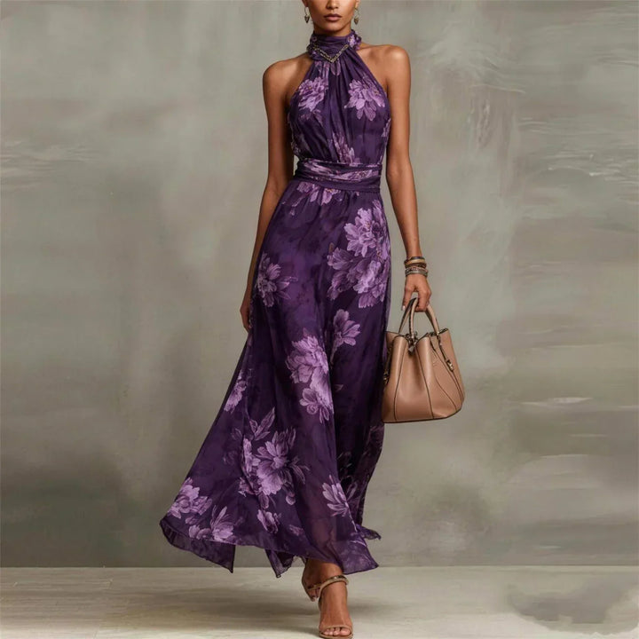 Vanna™ | Abito Maxi Floreale con Scollo All'Americana