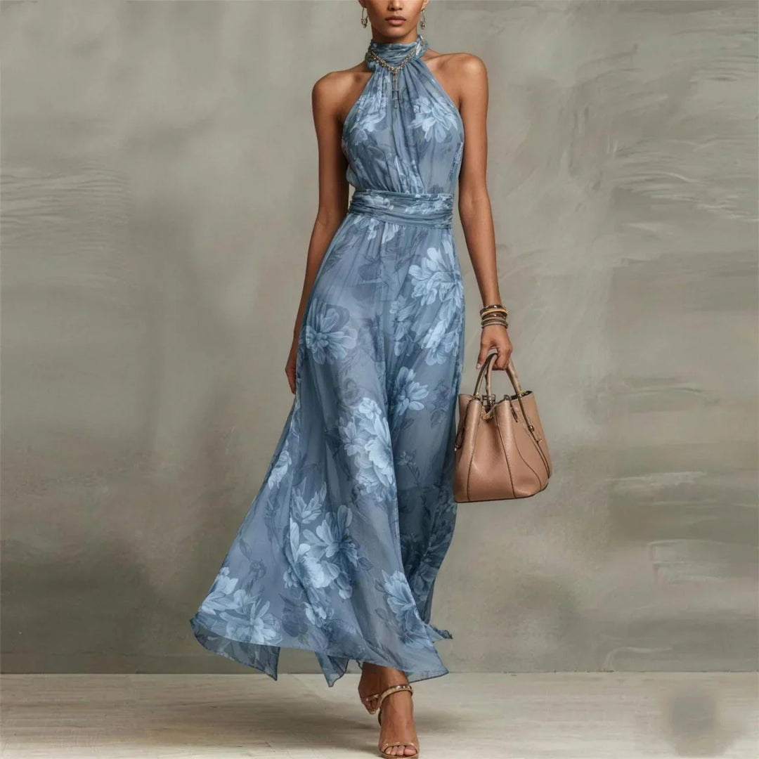 Vanna™ | Abito Maxi Floreale con Scollo All'Americana