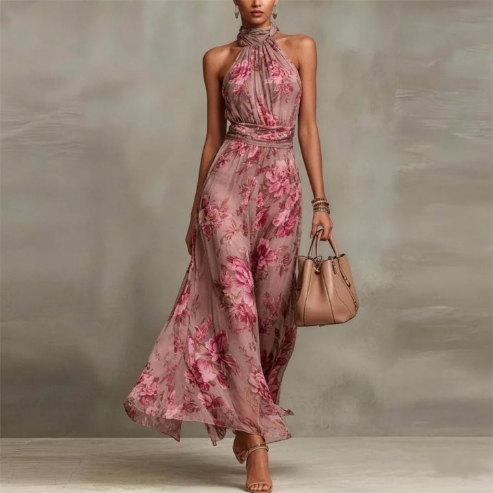 Vanna™ | Abito Maxi Floreale con Scollo All'Americana