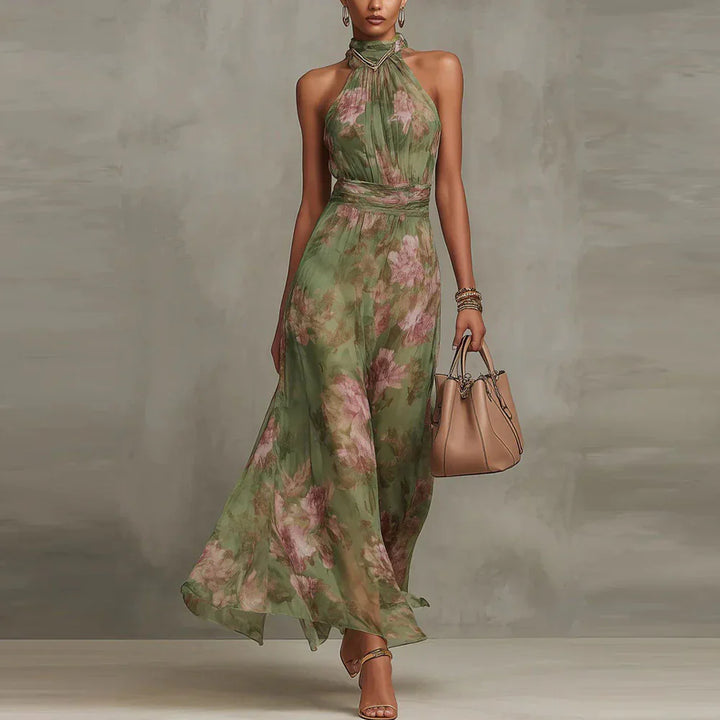 Vanna™ | Abito Maxi Floreale con Scollo All'Americana