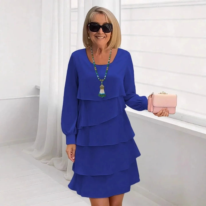Margaret | Abito Elegante con Rouches a Maniche Lunghe