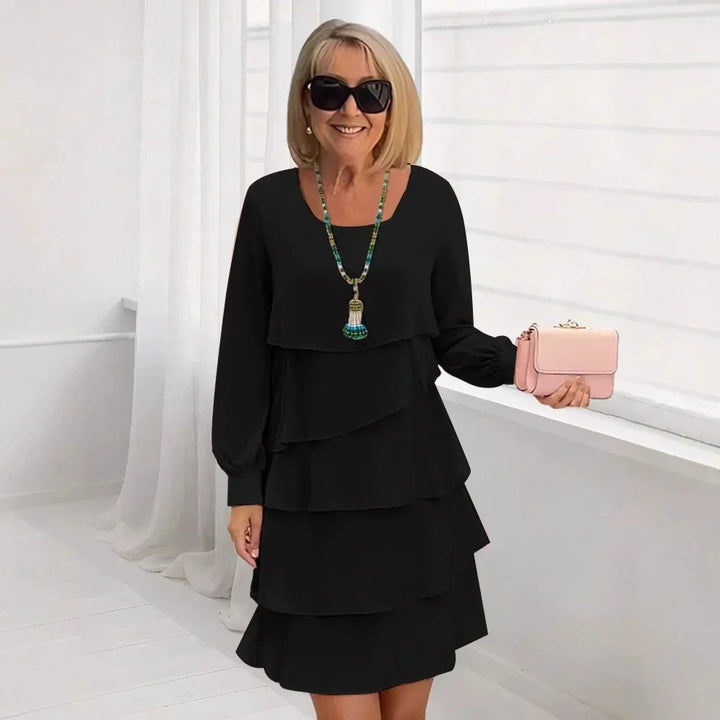 Margaret | Abito Elegante con Rouches a Maniche Lunghe