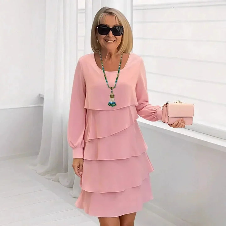 Margaret | Abito Elegante con Rouches a Maniche Lunghe