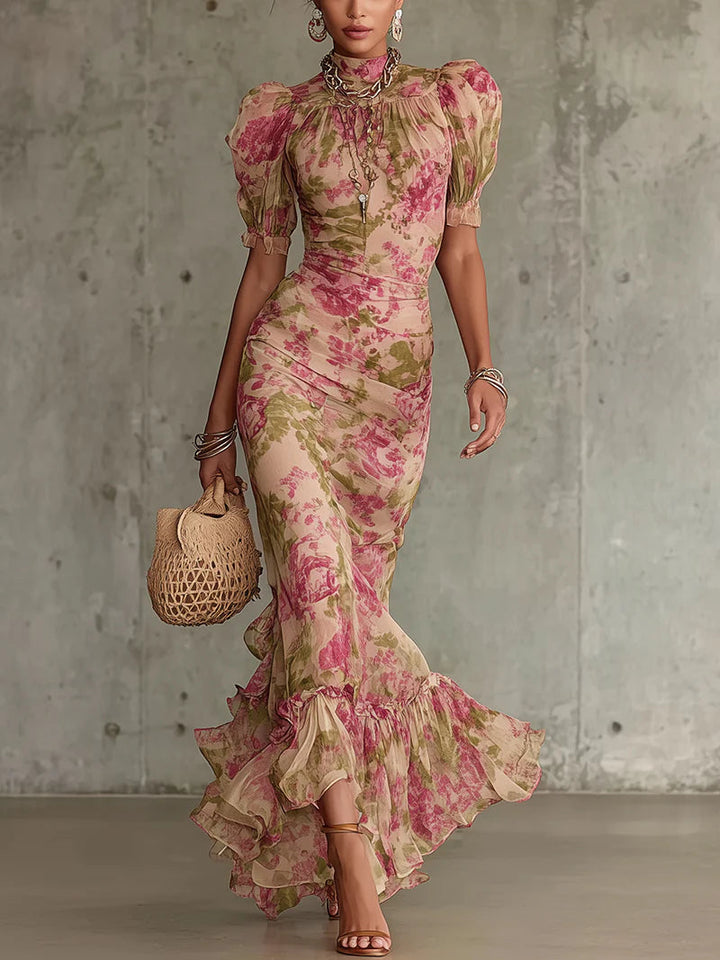 Rosalind™ | Vestito Maxi con Maniche a Puff in Stile Vintage