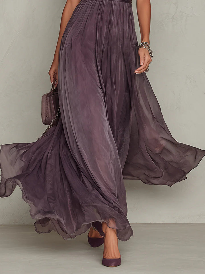 Marlowe™ | Abito Maxi in Chiffon con Bordo in Pizzo a Fessura