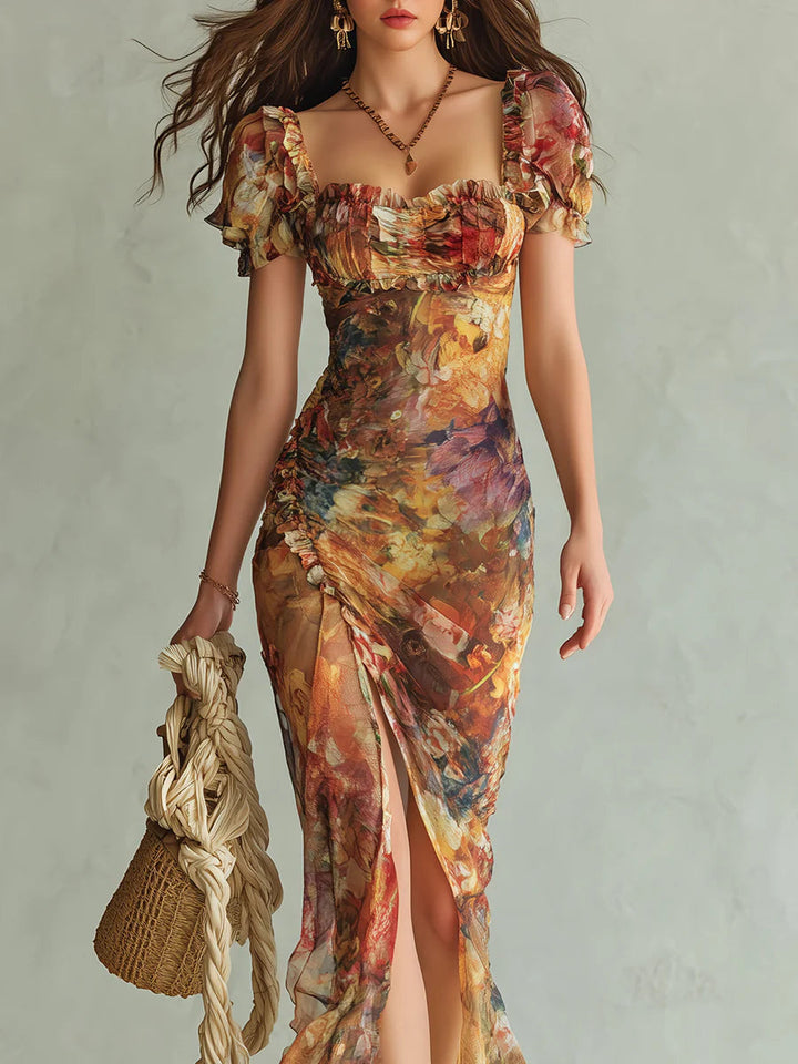 Saffron™ | Abito Maxi Stampa in Olio Bohemien