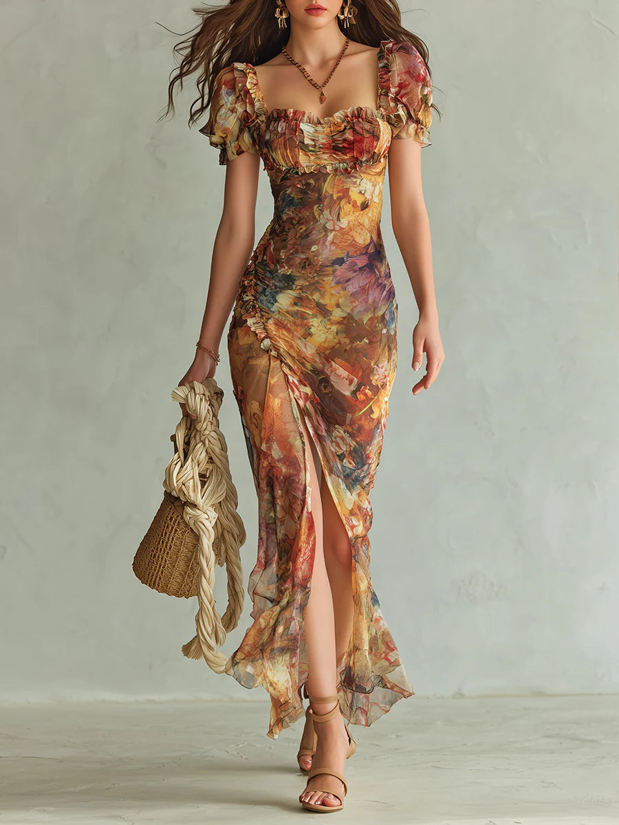 Saffron™ | Abito Maxi Stampa in Olio Bohemien