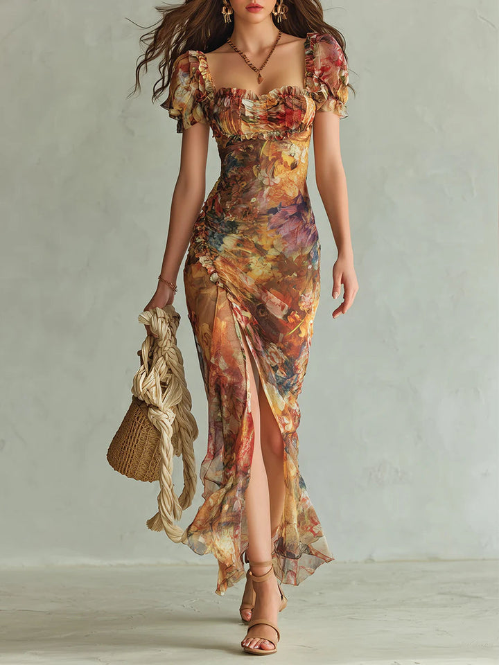 Saffron™ | Abito Maxi Stampa in Olio Bohemien