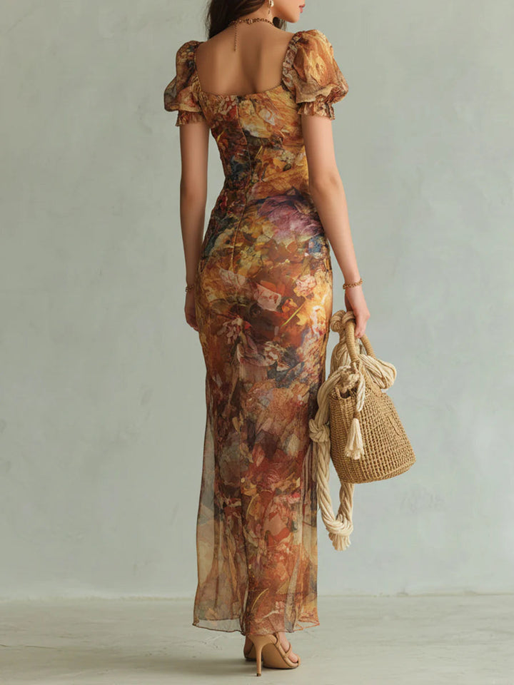 Saffron™ | Abito Maxi Stampa in Olio Bohemien
