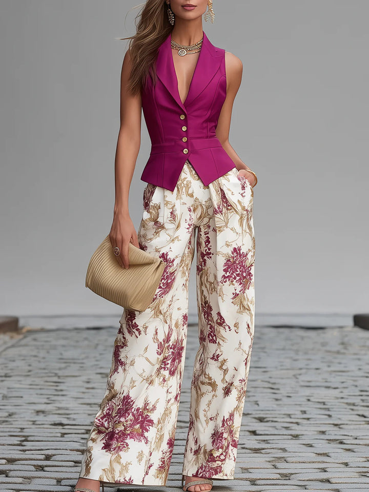 Firenze™ | Set Gilet Floreale e Pantaloni a Gamba Larga