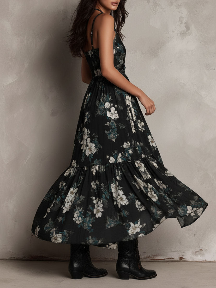 Esmé™ | Abito Maxi Floreale Senza Spalline in Stile Bohemien