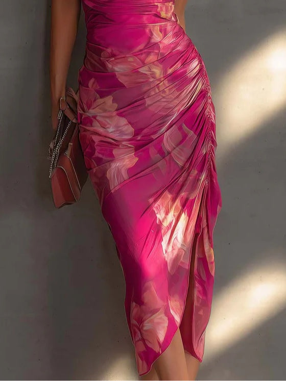 Selene™ | Vestito Bodycon con Fiori e Spacco Laterale