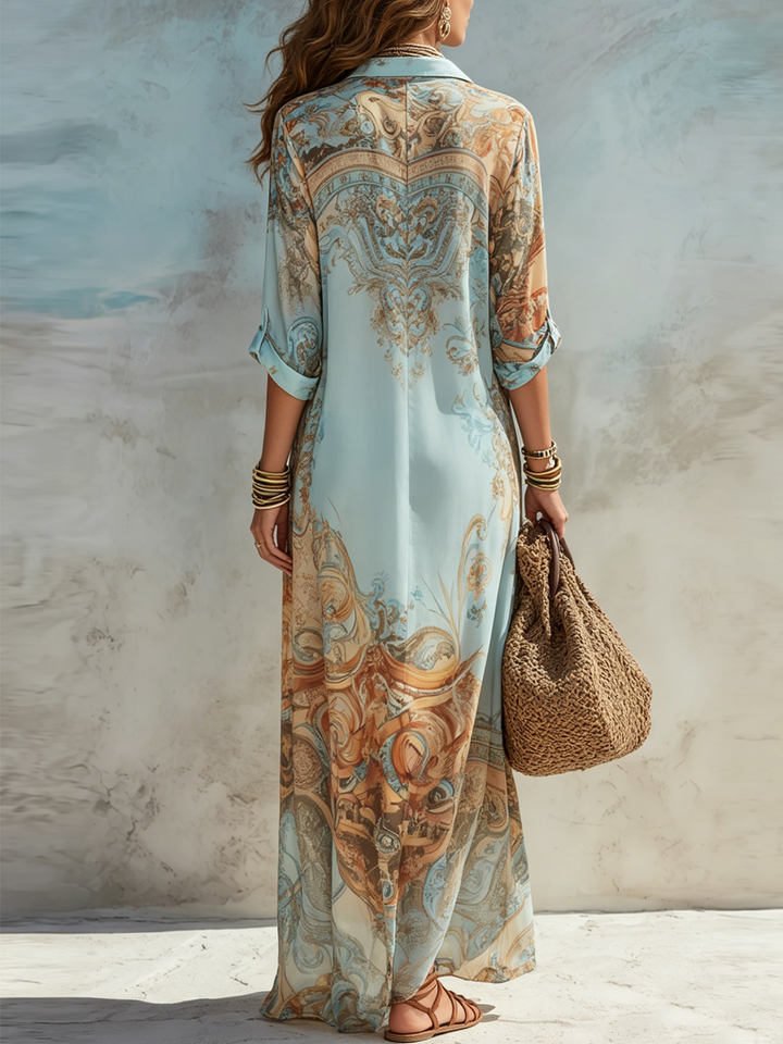 Marguerite™ | Abito Maxi a Fiori Blu