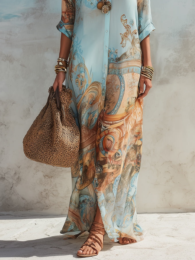 Marguerite™ | Abito Maxi a Fiori Blu