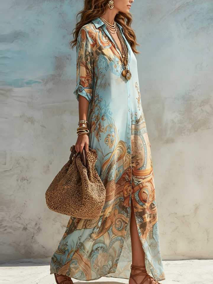 Marguerite™ | Abito Maxi a Fiori Blu