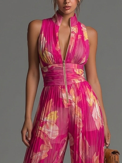 Liliana™ | Tuta in Chiffon a Gamba Larga con Fantasia Floreale