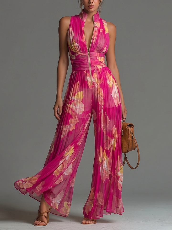 Liliana™ | Tuta in Chiffon a Gamba Larga con Fantasia Floreale