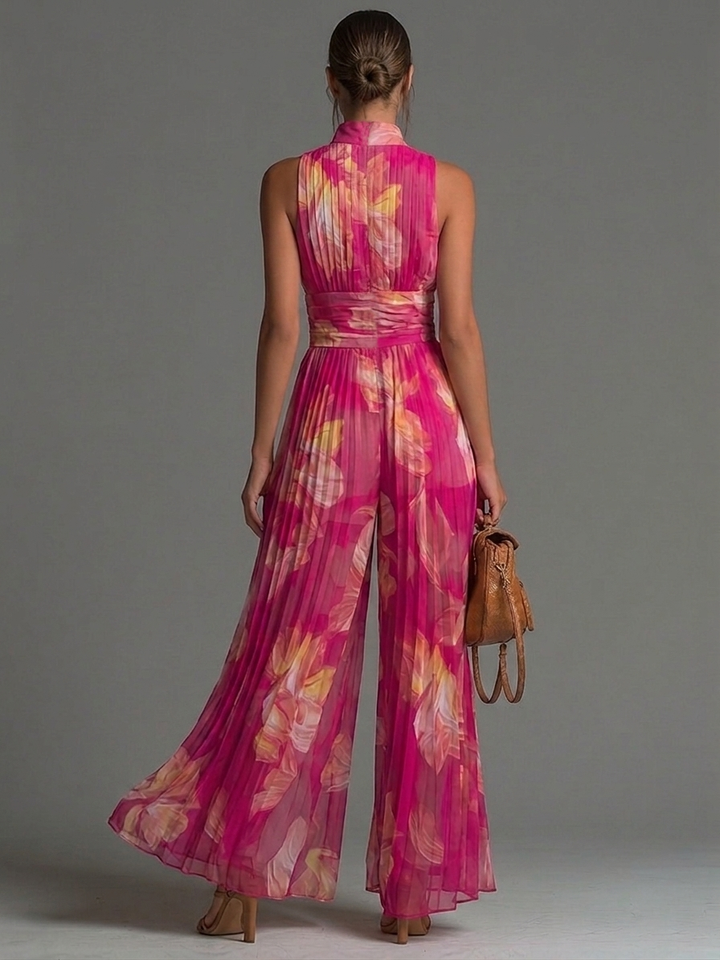 Liliana™ | Tuta in Chiffon a Gamba Larga con Fantasia Floreale