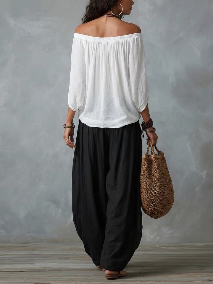 Bianca™ | Top Off-Shoulder e Pantaloni Lantern Set