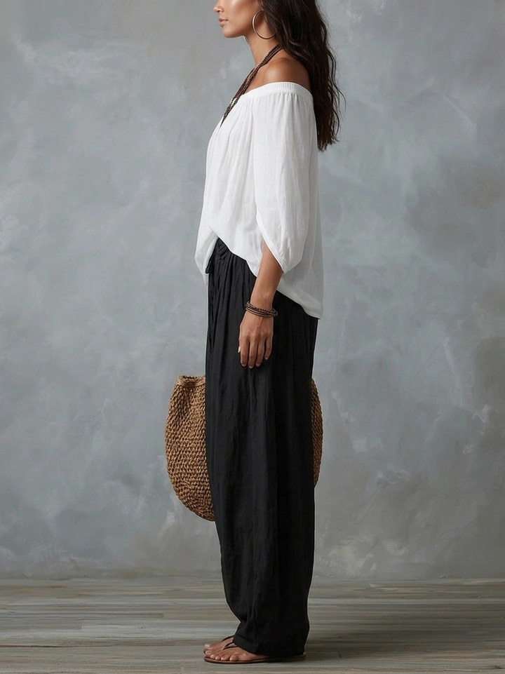 Bianca™ | Top Off-Shoulder e Pantaloni Lantern Set