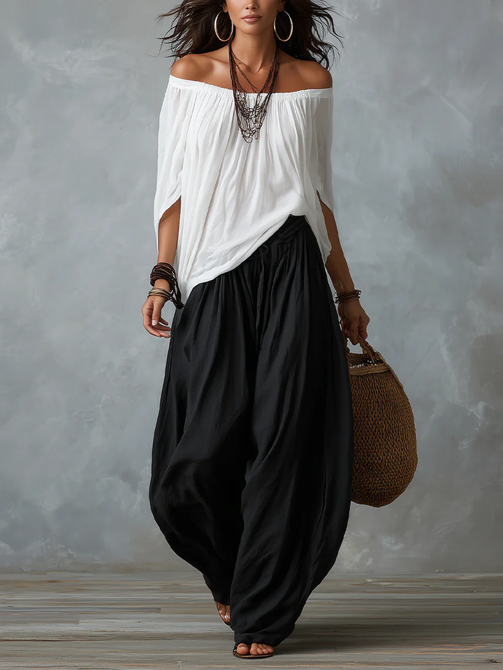 Bianca™ | Top Off-Shoulder e Pantaloni Lantern Set