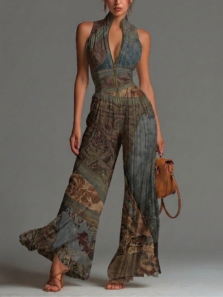 Calliope™ | Tuta in Chiffon con Stampa Etnica e Gamba Larga