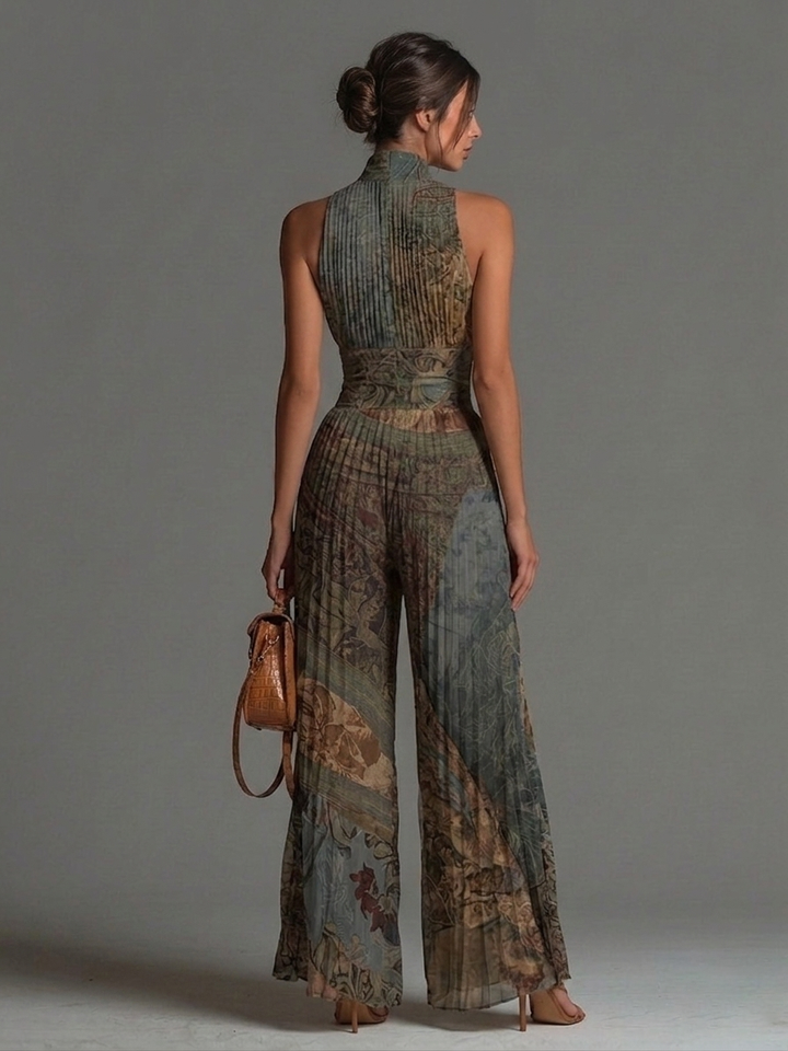 Calliope™ | Tuta in Chiffon con Stampa Etnica e Gamba Larga